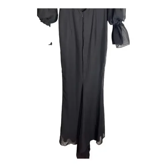 Katie May Estella Gown Maxi Dress Off The Shoulder Chiffon Ruffle Black Size XS